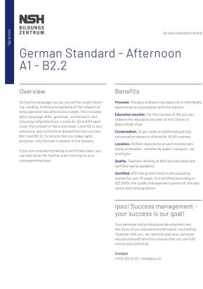 German Standard - Afternoon - A1 - B2.2