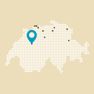 Map der Schweiz mit Pin am Standort Bern